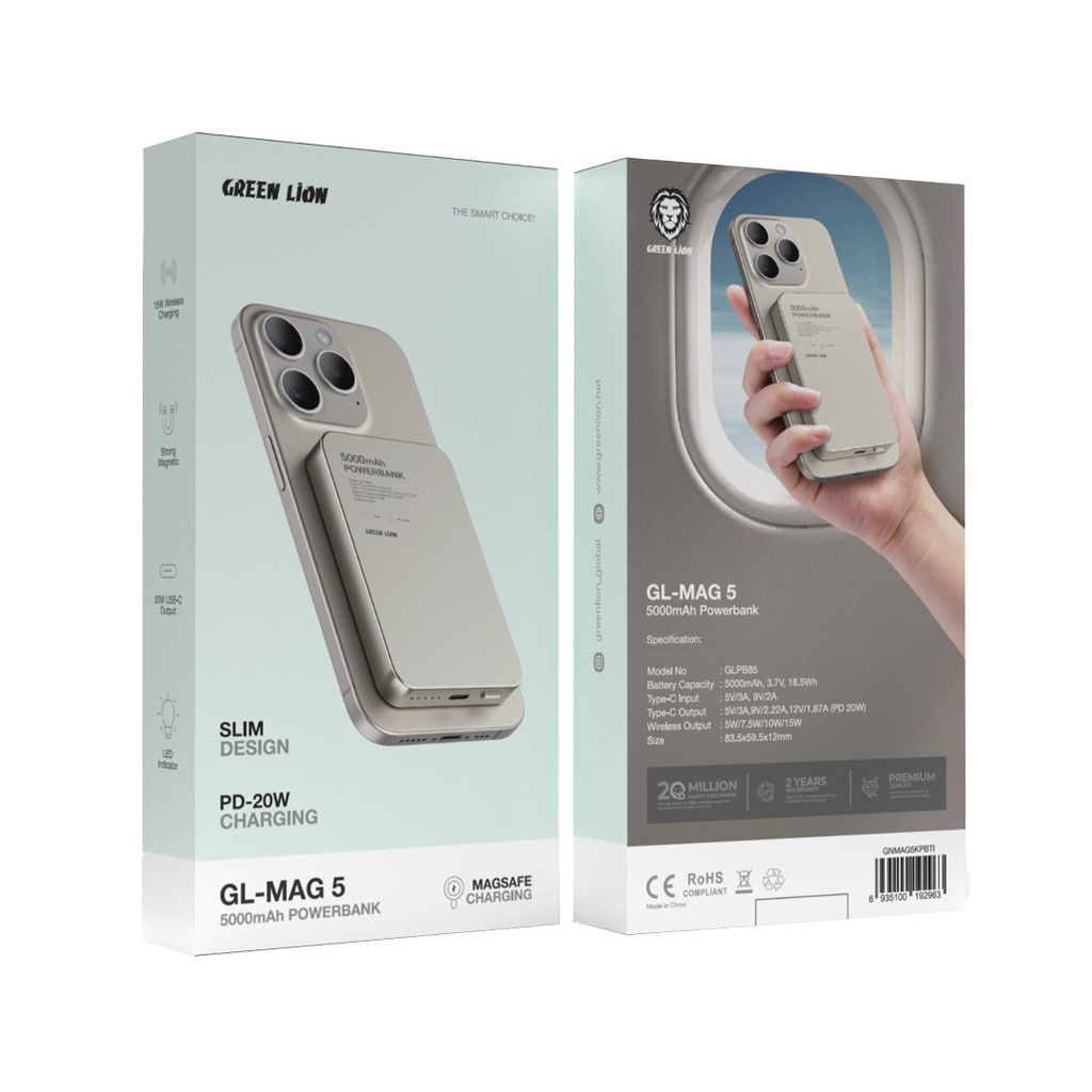 Green Lion GL-MAG 5 5000mAh Powerbank - Titanium