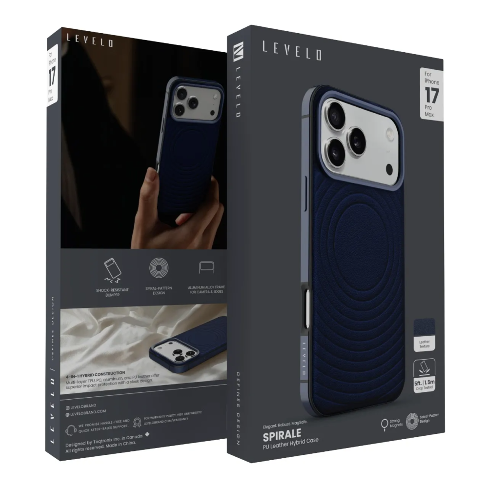 Levelo Spirale PU Leather Hybrid Case for iPhone 17 Pro/Pro Max
