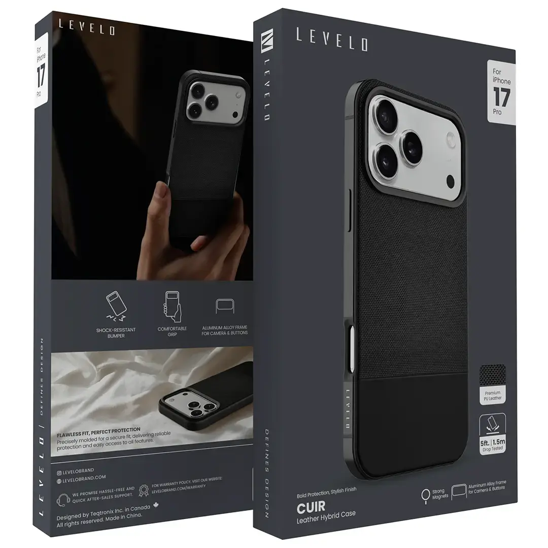 Levelo Cuir Leather Hybrid Case for iPhone 17 Pro/Pro Max