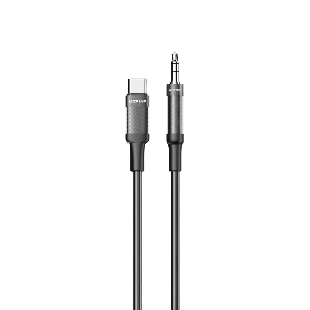 Green Lion USB-C to AUX Braided Cable 1M - Black