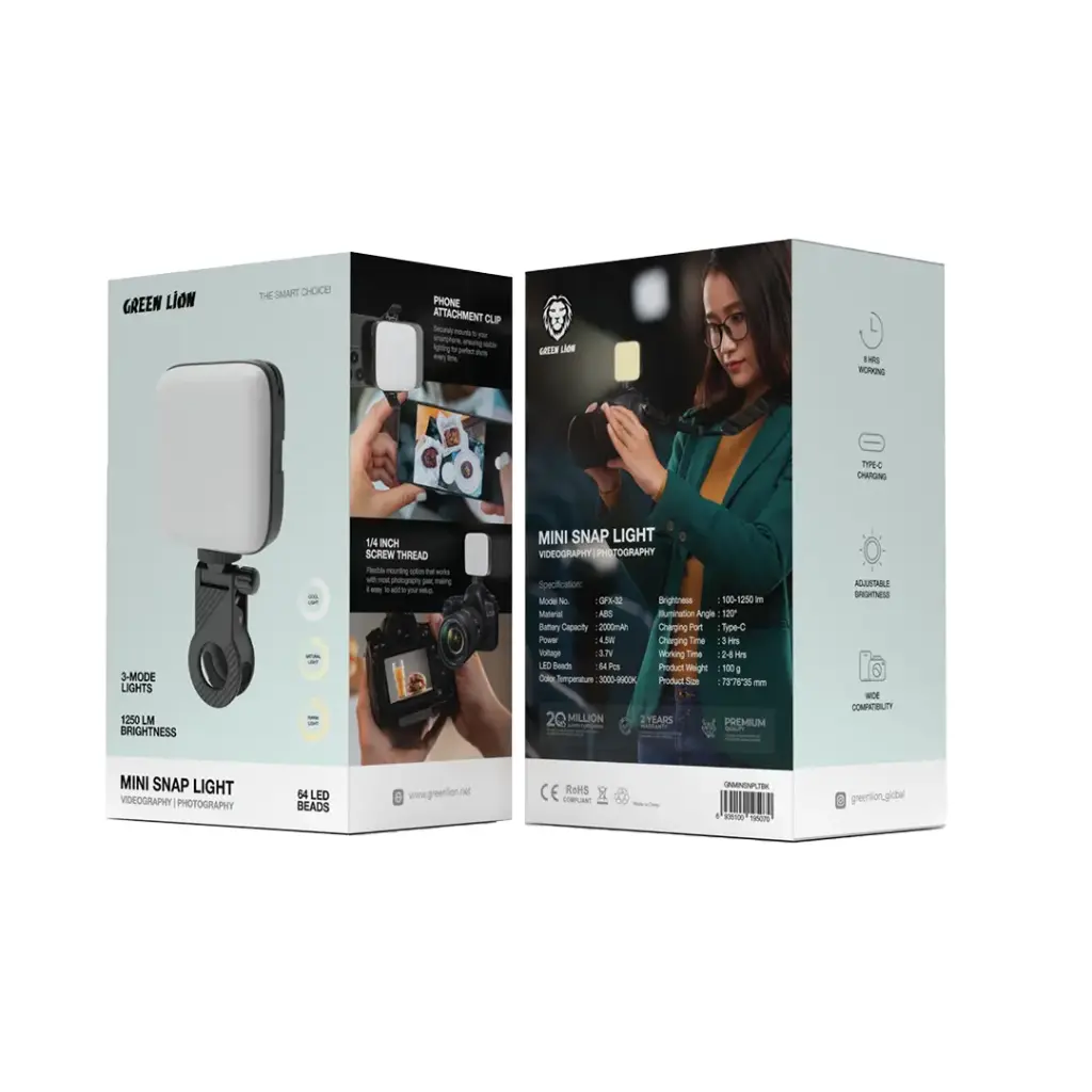 Green Lion Mini Snap Light - Black
