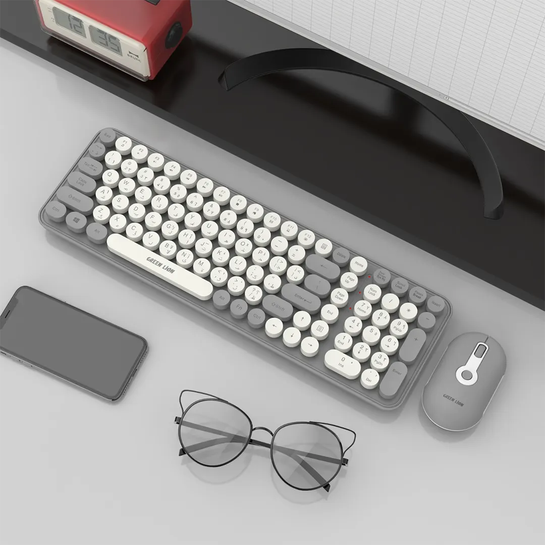 Green Lion GKM-300 Wireless Keyboard + Mouse - Grey