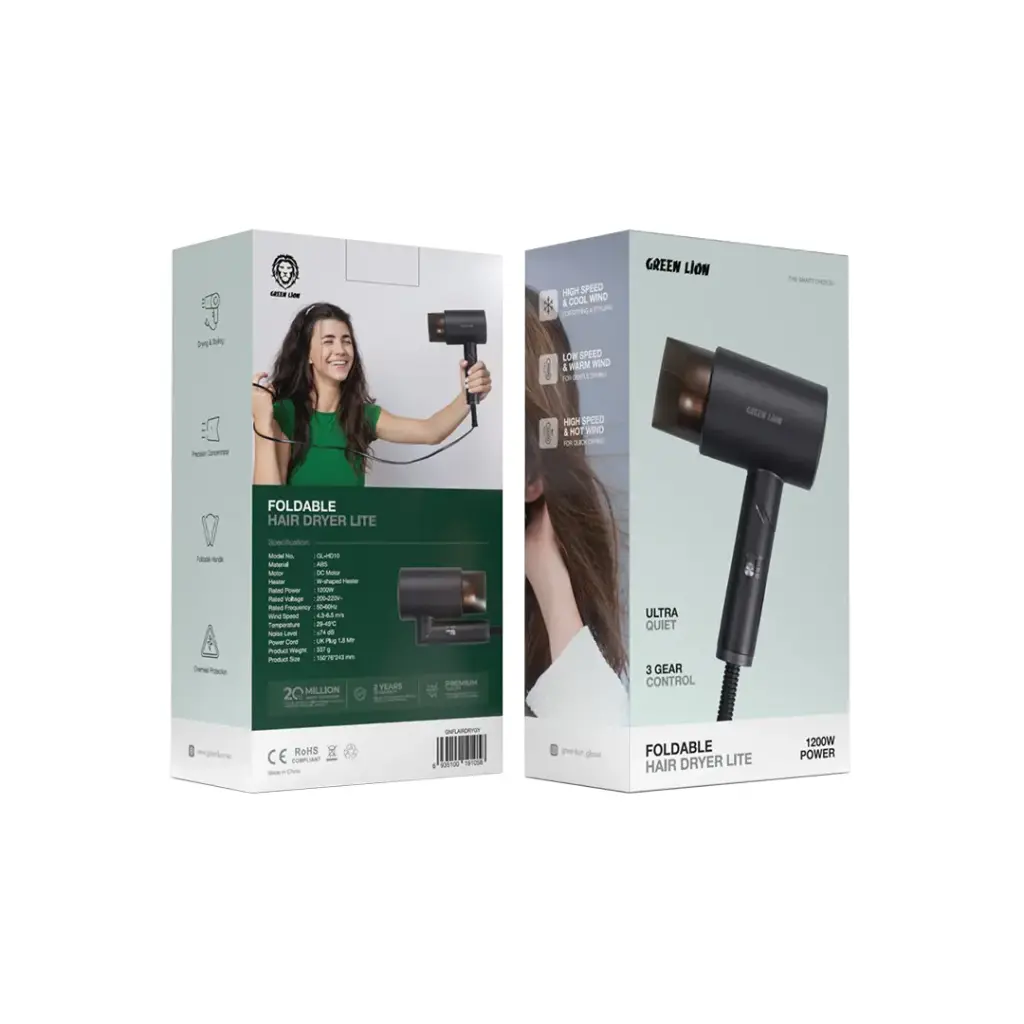 Green Lion Foldable Hair Dryer Lite 1200W - Grey