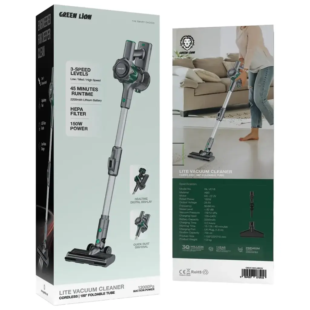 Green Lion Lite Cordless Vacuum Cleaner with 180 Foldable Tube