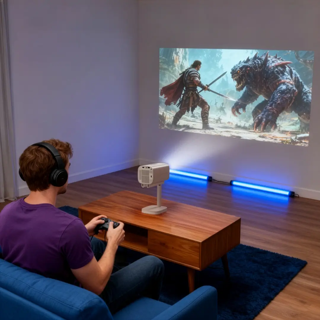 Green Lion Nova 2 Portable Projector with 4K Support - White