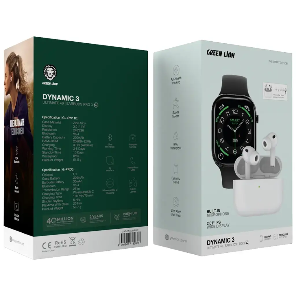 Green Lion Dynamic 3 - Ultimate 46 Smart Watch & Earbuds Pro 3