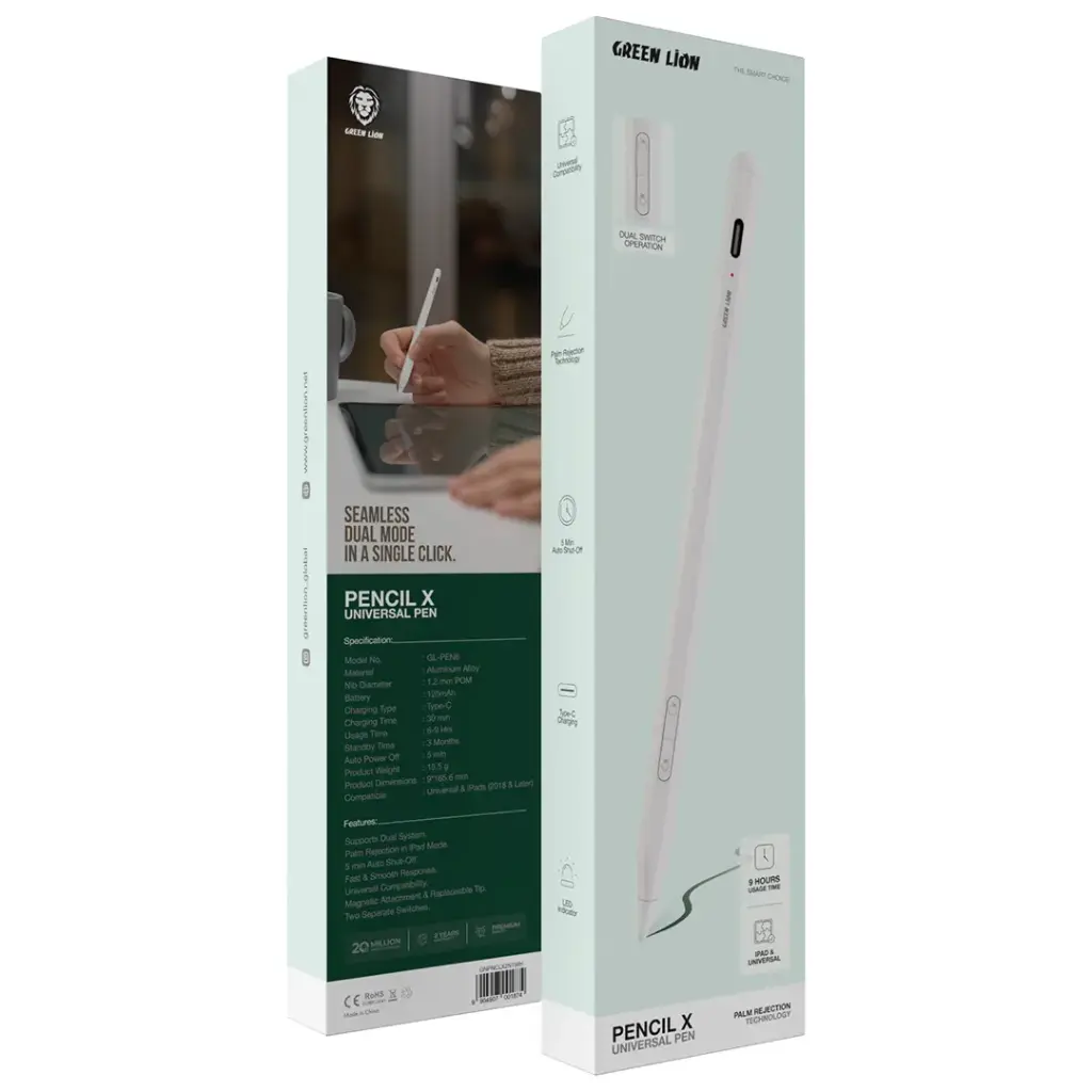 Green Lion Pencil X Universal Pen - White